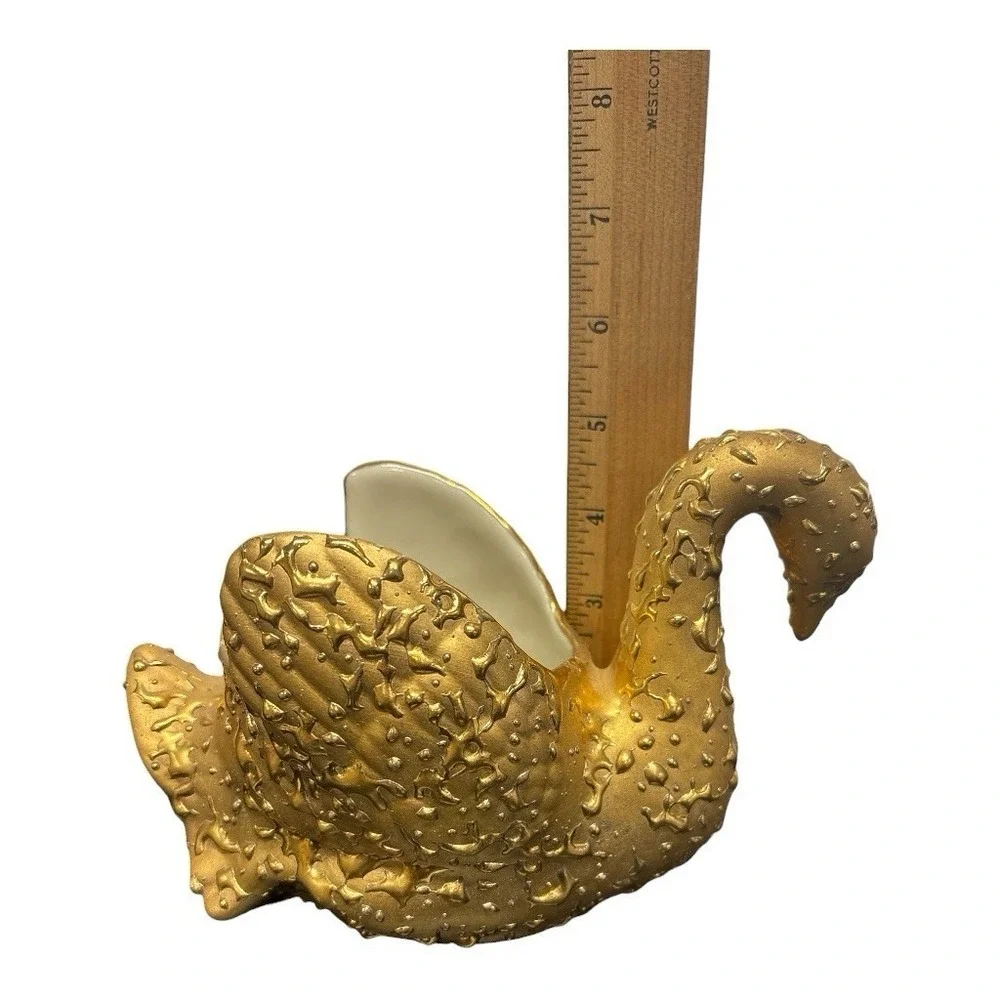 Vintage Swan Weeping Bright Gold 22k USA‎ Made Set of 3 Hand Decorated